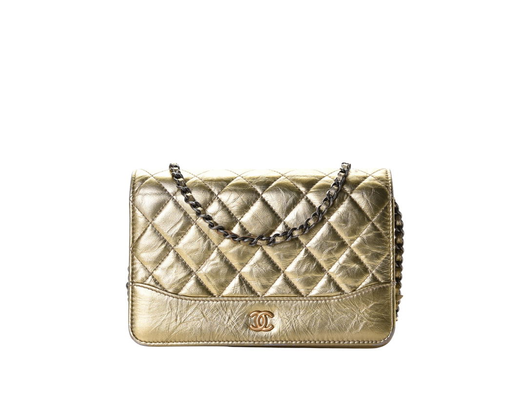 Chanel Chanel Metallic Aged Calfskin Quilted Gabrielle Wallet On Chain Gold