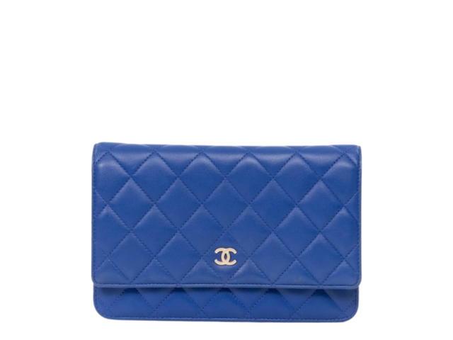Chanel Chanel Quilted Wallet On Chain Woc In Blue Lambskin With Silver Hardware - view 1