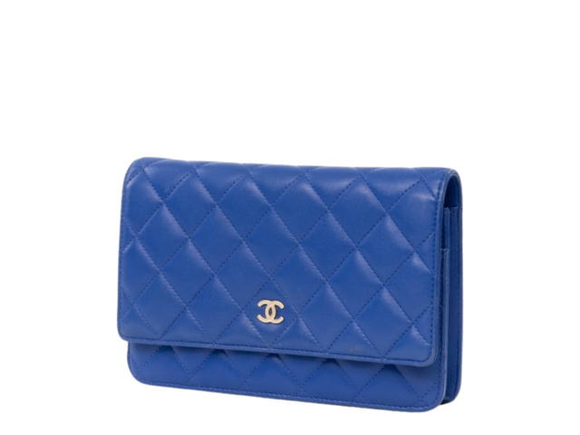 Chanel Chanel Quilted Wallet On Chain Woc In Blue Lambskin With Silver Hardware - view 2