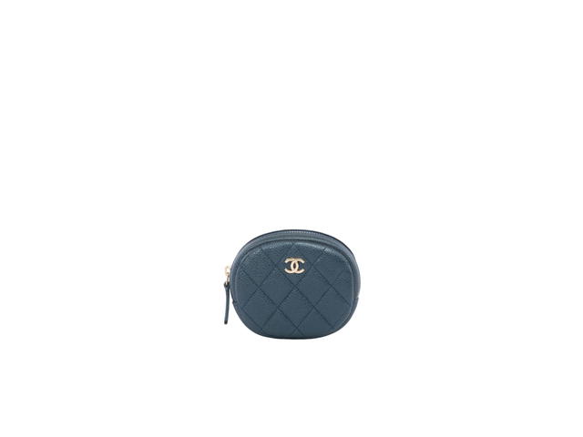 Chanel Chanel Zip Around Classic Coin Purse In Gold Hardware With Dark Blue - view 1