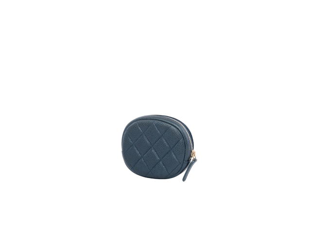 Chanel Chanel Zip Around Classic Coin Purse In Gold Hardware With Dark Blue - view 2