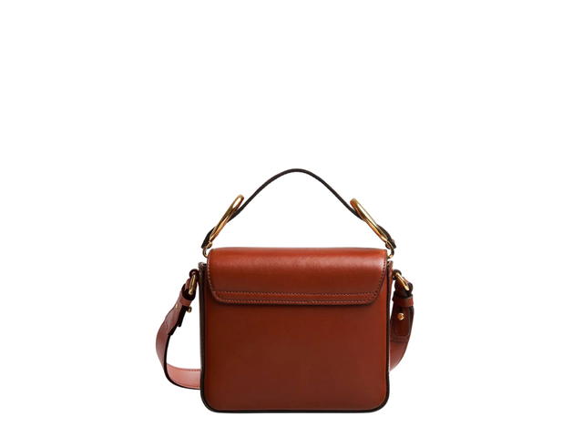 Chloé Chloé Mini C Bag In Shiny And Suede Calfskin With Gold Hardware Sepia Brown - view 2