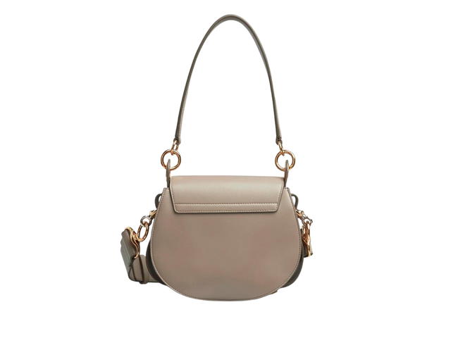 Chloé Chloé Small Tess Bag In Shiny-Suede Calfskin Leather With Gold-Silver Hardware Motty Gray - view 2