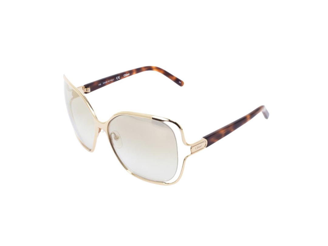 Chloé Chloé CE108S Sunglasses In Gold-Havana Frame With Light Grey Lenses