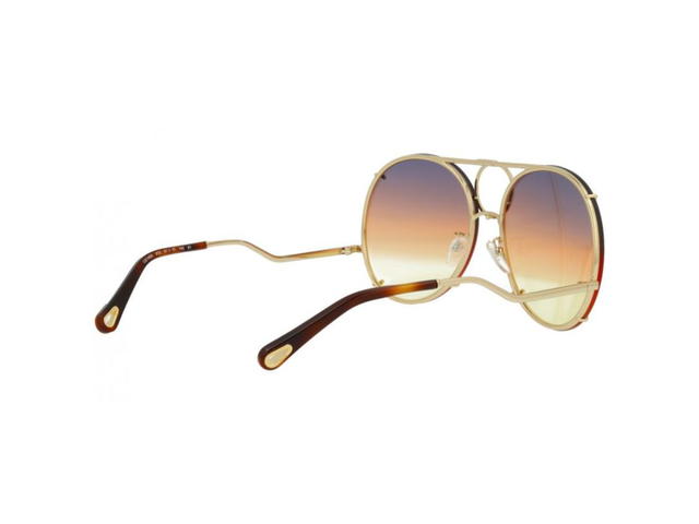 Chloé Chloé CE145S Vicky Aviator Sunglasses In Gold Frame With Gold-Grey-Orange Gradient Lenses (Clip-On Set) - view 2