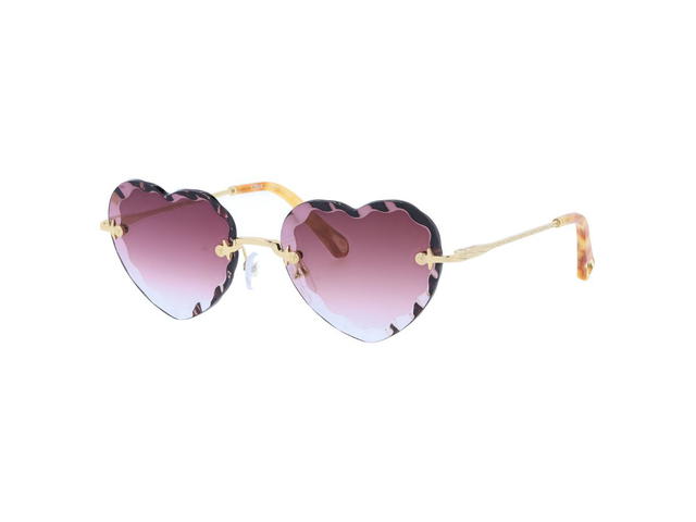 Chloé Chloé CE150S Rosie Heart-Shaped Sunglasses In Gold Frame With Burgundy Gradient Lenses - view 1