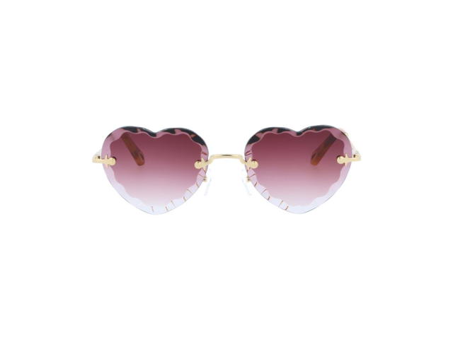 Chloé Chloé CE150S Rosie Heart-Shaped Sunglasses In Gold Frame With Burgundy Gradient Lenses - view 2