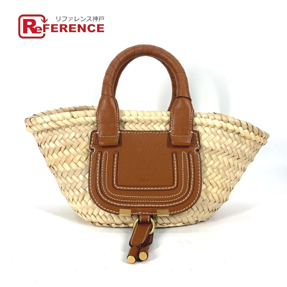 Chloé Chloe Hand Bag MARCIE Basket bag Tote Bag straw / Leather Beige/Brown