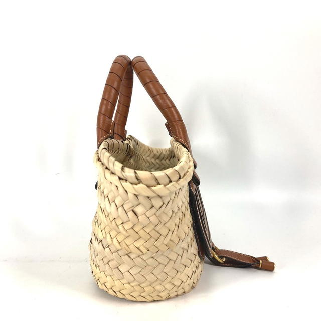 Chloé Chloe Hand Bag MARCIE Basket bag Tote Bag straw / Leather Beige/Brown - view 4