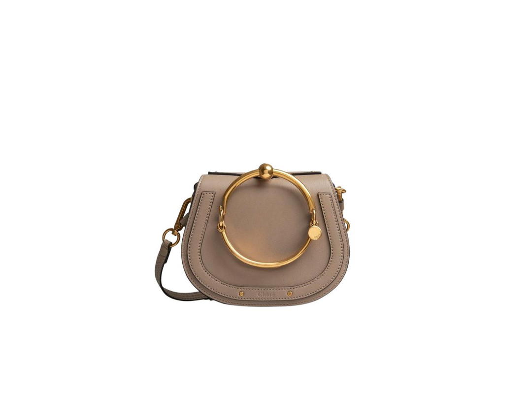 Chloé Chloé Small Nile Bracelet Bag In Smooth & Suede Calfskin With With Gold Hardware Motty Grey