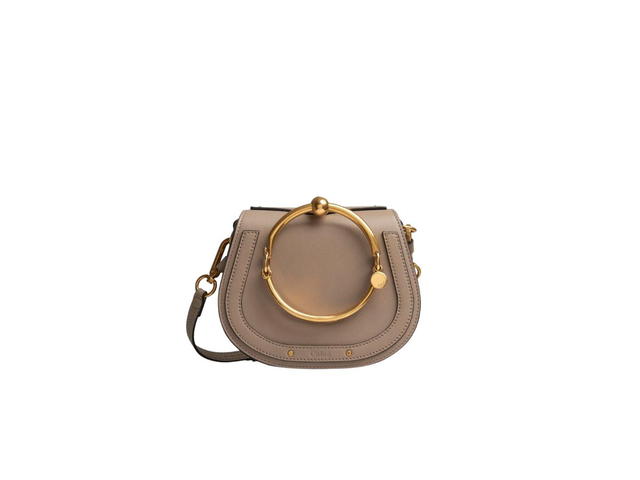Chloé Chloé Small Nile Bracelet Bag In Smooth & Suede Calfskin With With Gold Hardware Motty Grey - view 1
