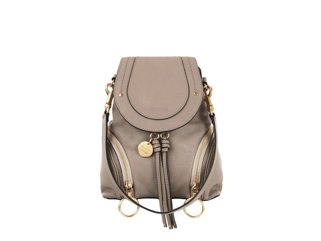 Chloé Chloe Small Olga Backpack In Grained Calfskin With Gold Brass Finishing Motty Grey - view 1