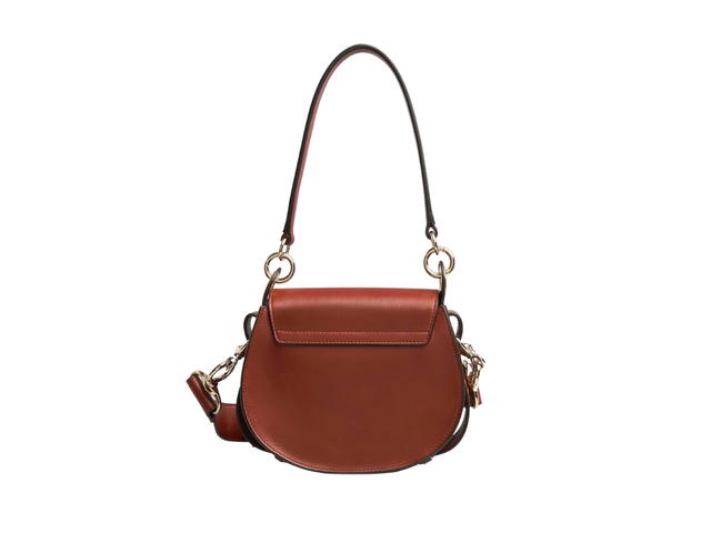 Chloé Chloe Small Tess Bag In Shiny-Suede Calfskin Leather With Gold-Silver Hardware Sepia Brown - view 2