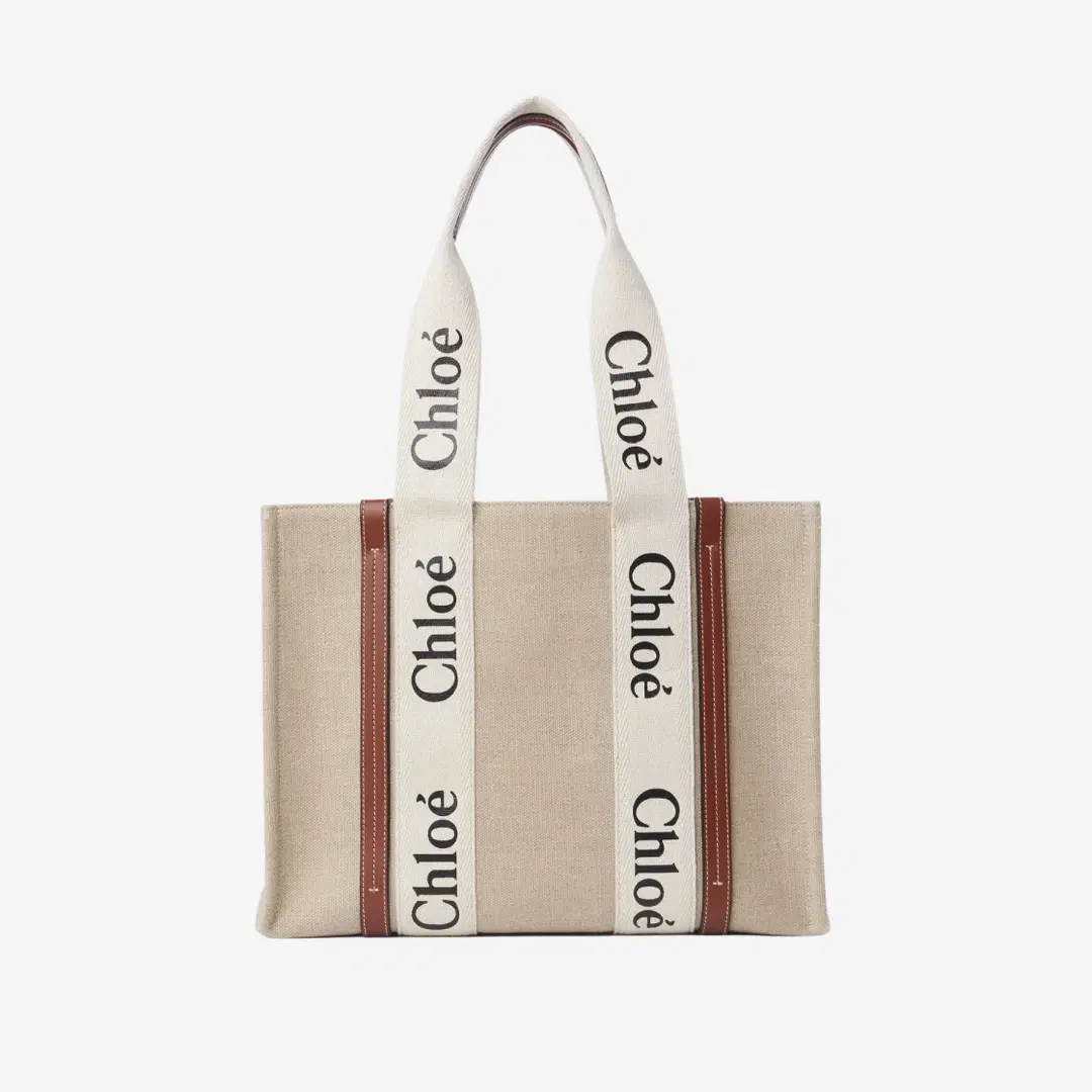 Chloé Chloe Woody Medium Tote Bag White Brown
