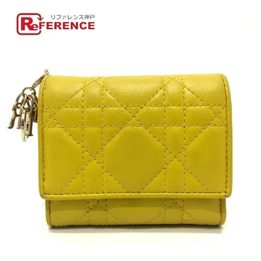 Buy CHRISTIAN DIOR Cannage Lotus Wallet Compact Trifold wallet Leather yellow at Sasom – Authentic and Ready to Ship