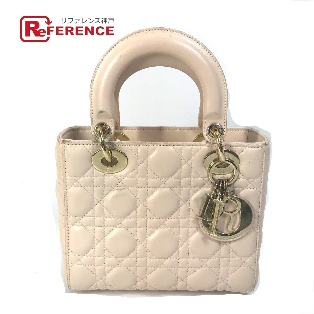 Dior CHRISTIAN DIOR Lady Dior Mini 2WAY Hand Bag Leather Beige