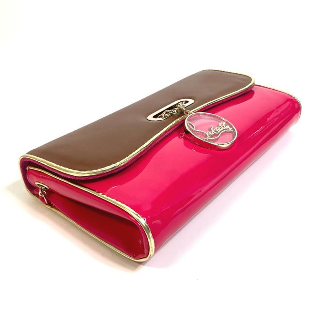 Christian Louboutin CHRISTIAN LOUBOUTIN 1120586 Bicolor Riviera Clutch Bag Hand Bag Brown/Pink - view 4