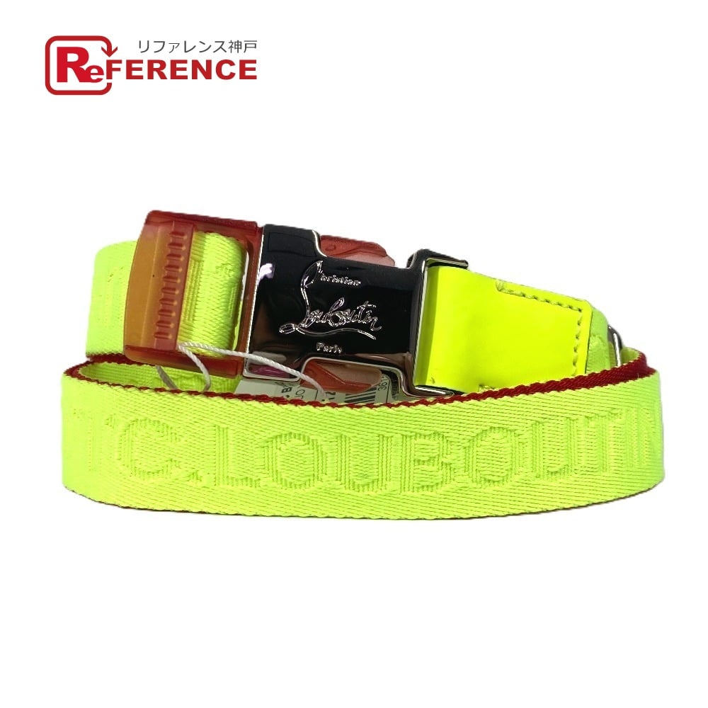Christian Louboutin Christian Louboutin 1205286 logo Gacha Belt Canvas Neon yellow Unused