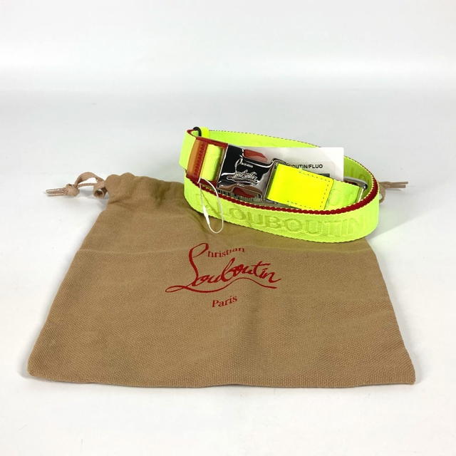 Christian Louboutin Christian Louboutin 1205286 logo Gacha Belt Canvas Neon yellow Unused - view 5