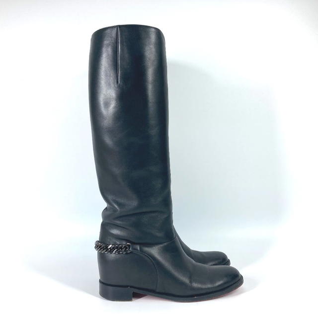 Christian Louboutin Christian Louboutin 3110134 chain long boots Shoes boots Leather Black - view 5