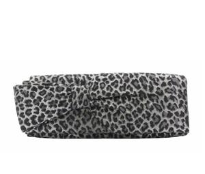 Buy Christian Louboutin Aionoeud Silver Leopard Asymmetrical Bow Elongated Clutch at Sasom – Authentic and Ready to Ship