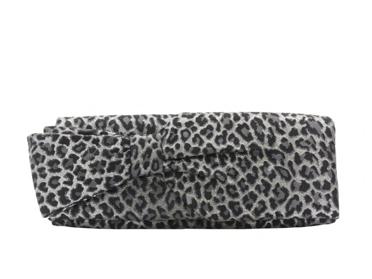 Christian Louboutin Christian Louboutin Aionoeud Silver Leopard Asymmetrical Bow Elongated Clutch