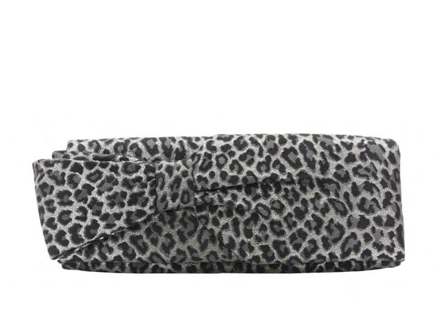 Christian Louboutin Christian Louboutin Aionoeud Silver Leopard Asymmetrical Bow Elongated Clutch - view 1