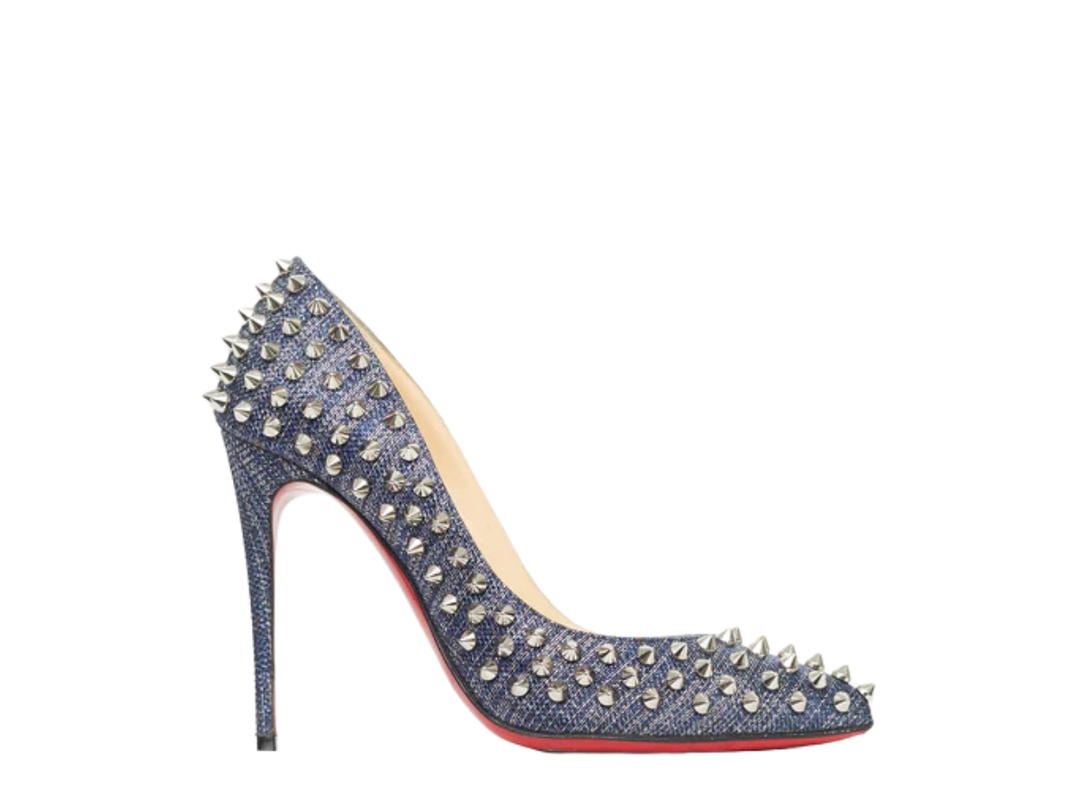 Christian Louboutin Christian Louboutin Blue Denim Follies Spike Heel Blue Silver