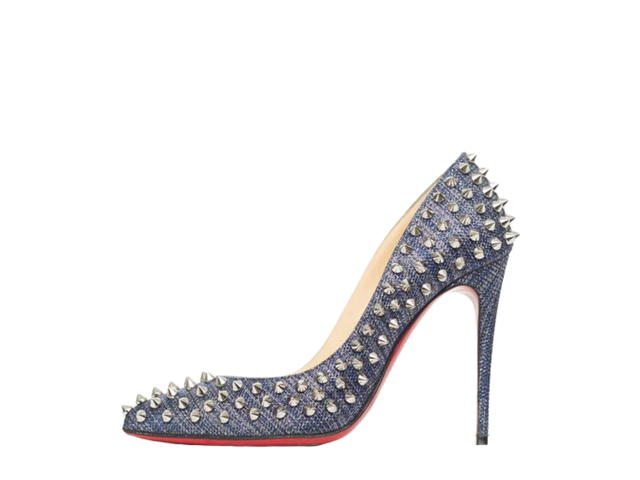 Christian Louboutin Christian Louboutin Blue Denim Follies Spike Heel Blue Silver - view 2