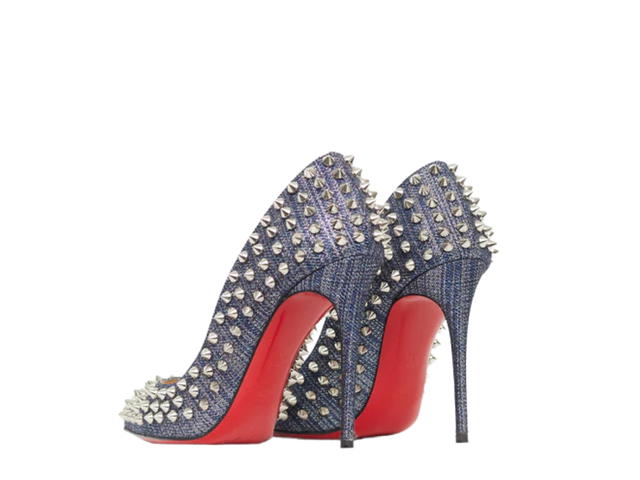 Christian Louboutin Christian Louboutin Blue Denim Follies Spike Heel Blue Silver - view 4