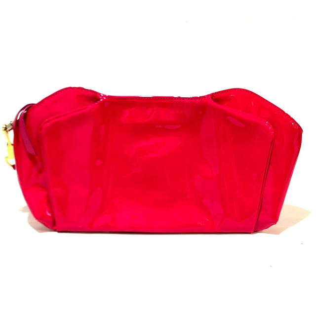 Christian Louboutin CHRISTIAN LOUBOUTIN Enamel Clutch Bag Wristlet Patent Leather Pink - view 2