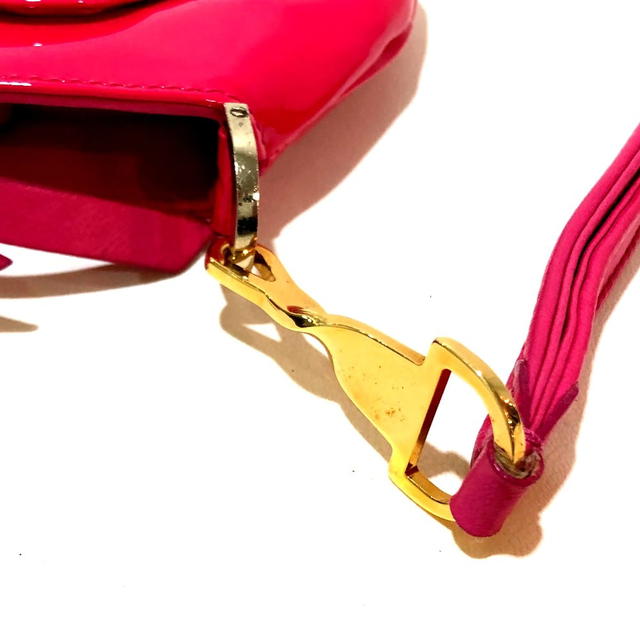 Christian Louboutin CHRISTIAN LOUBOUTIN Enamel Clutch Bag Wristlet Patent Leather Pink - view 5