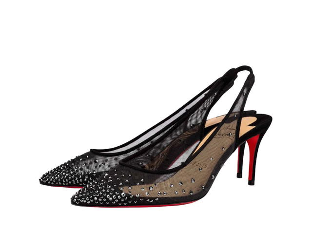 Christian Louboutin Christian Louboutin Follies Strass Sling 70 MM Black Jet Hem - view 2