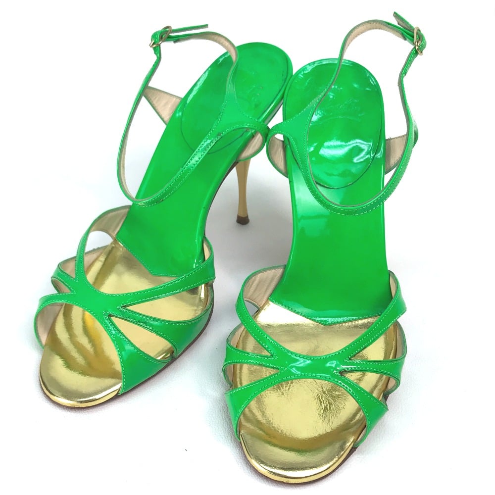 Christian Louboutin Christian Louboutin Heel strap Sandals Women's shoes enamel Green 35
