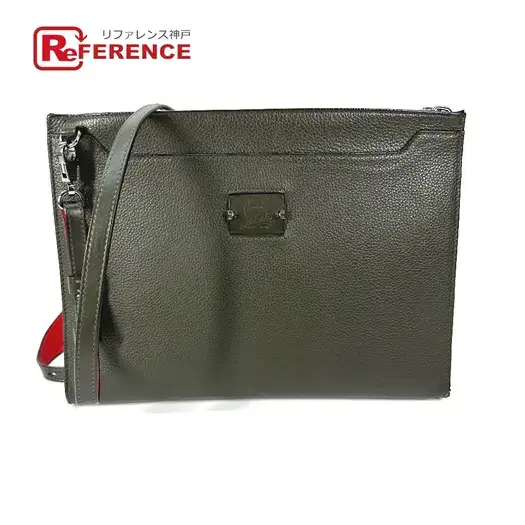 Buy Christian Louboutin logo 2WAY Bag Pochette Clutch Bag Shoulder Bag Leather khaki at Sasom – Authentic and Ready to Ship
