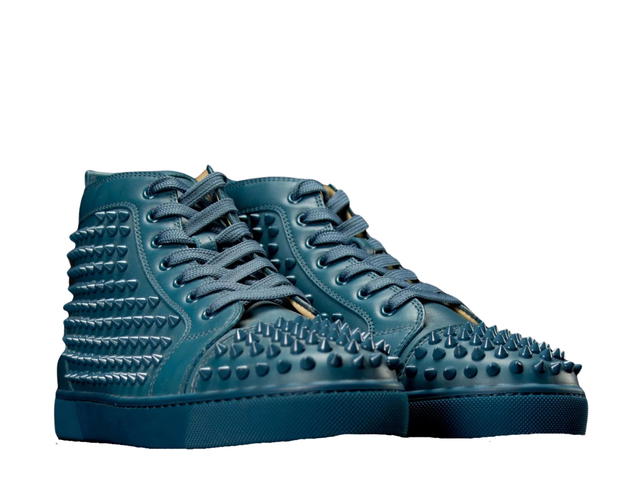Christian Louboutin Christian Louboutin Louis Flat Calf Spikes Turquin-Blue - view 2