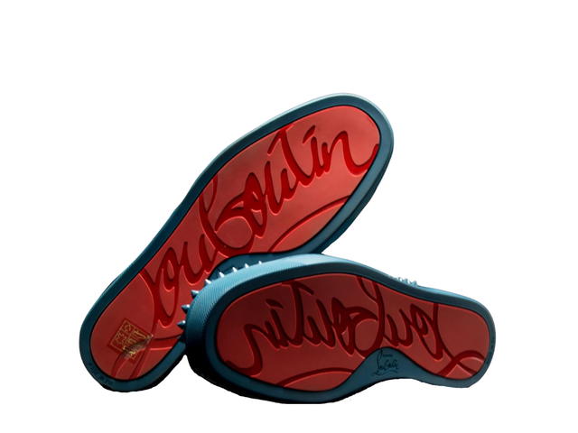 Christian Louboutin Christian Louboutin Louis Flat Calf Spikes Turquin-Blue - view 3
