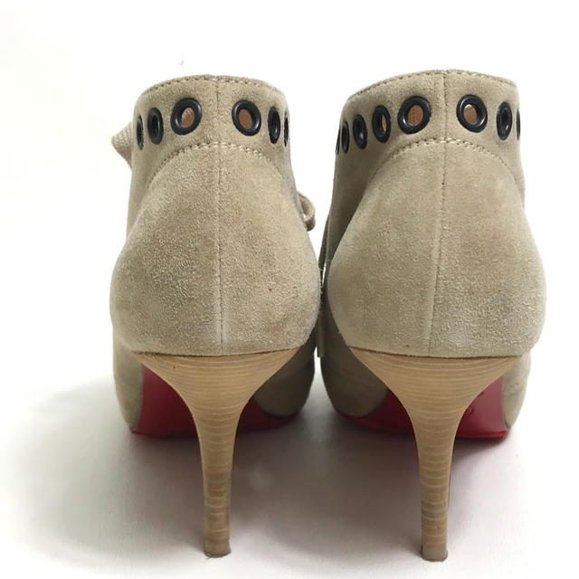Christian Louboutin CHRISTIAN LOUBOUTIN Open to Heel Short Boots Suede Beige - view 2