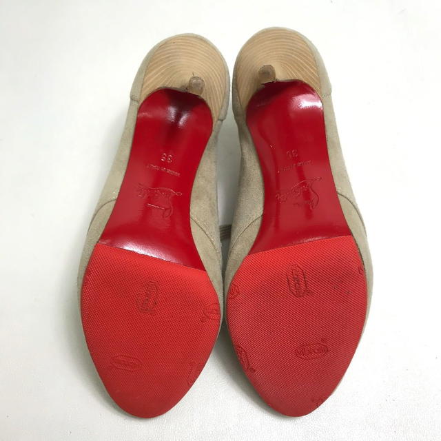 Christian Louboutin CHRISTIAN LOUBOUTIN Open to Heel Short Boots Suede Beige - view 3