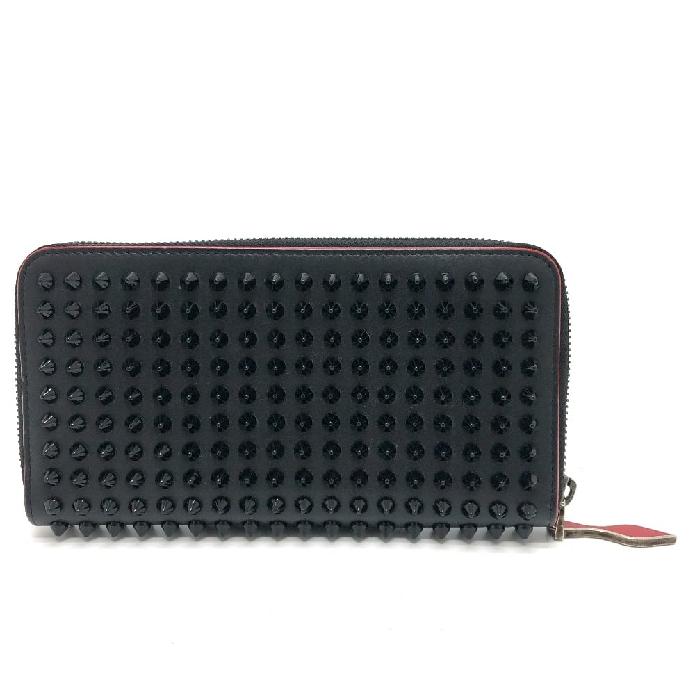 Christian Louboutin Christian Louboutin Panettone Spike studs Zip Around Long Wallet Leather Black