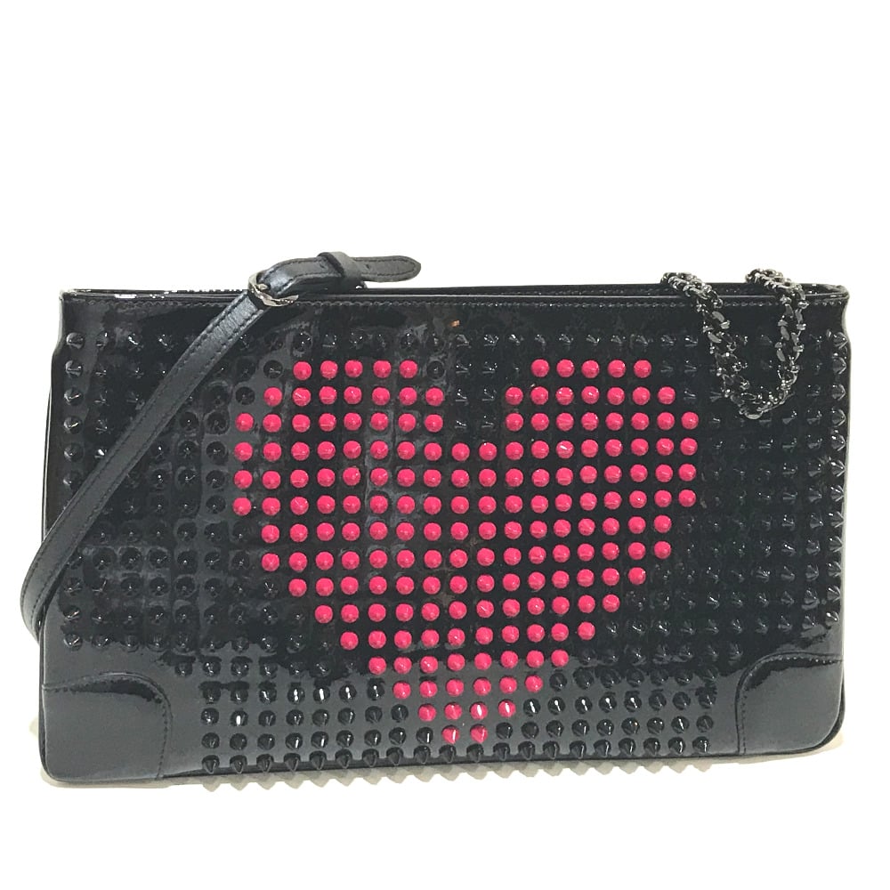 Christian Louboutin CHRISTIAN LOUBOUTIN Valentine Spike Studs Clutch Bag Black/Fuchsia
