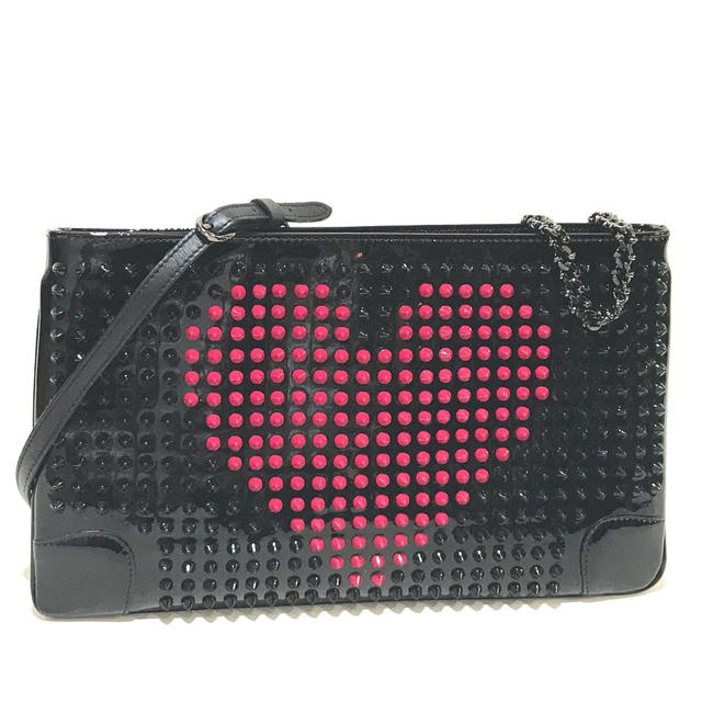 Christian Louboutin CHRISTIAN LOUBOUTIN Valentine Spike Studs Clutch Bag Black/Fuchsia - view 1