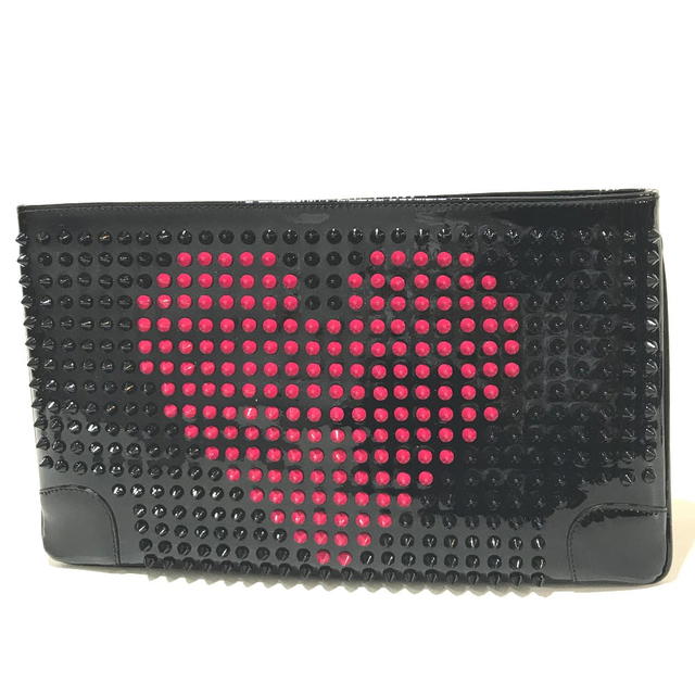 Christian Louboutin CHRISTIAN LOUBOUTIN Valentine Spike Studs Clutch Bag Black/Fuchsia - view 2
