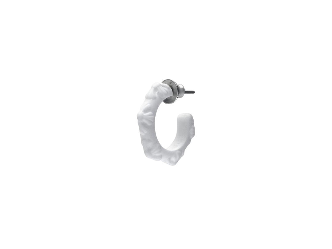 Chrome Hearts Chrome Hearts Cross Band Hoop Silicone Earring White (Single Ear)