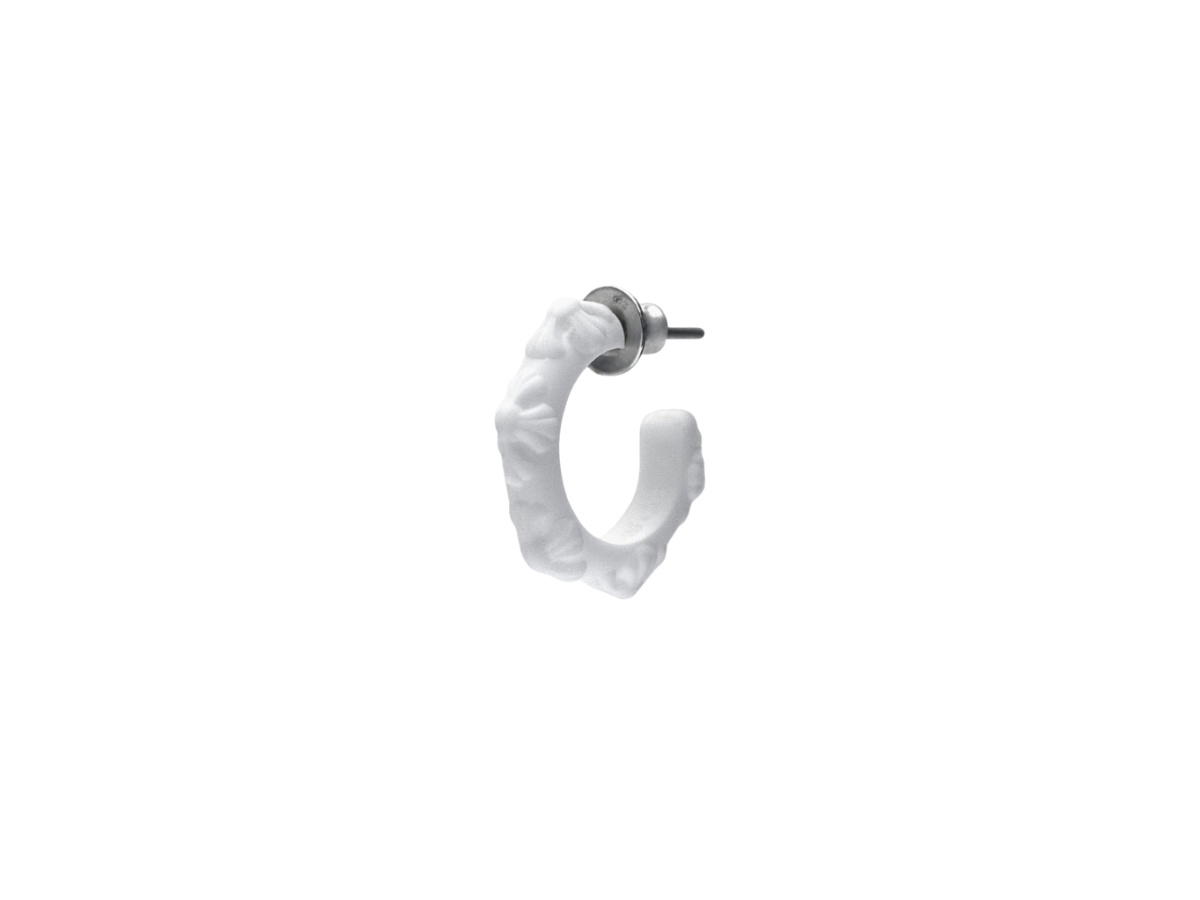Chrome Hearts Chrome Hearts Cross Band Hoop Silicone Earring White (Single Ear)