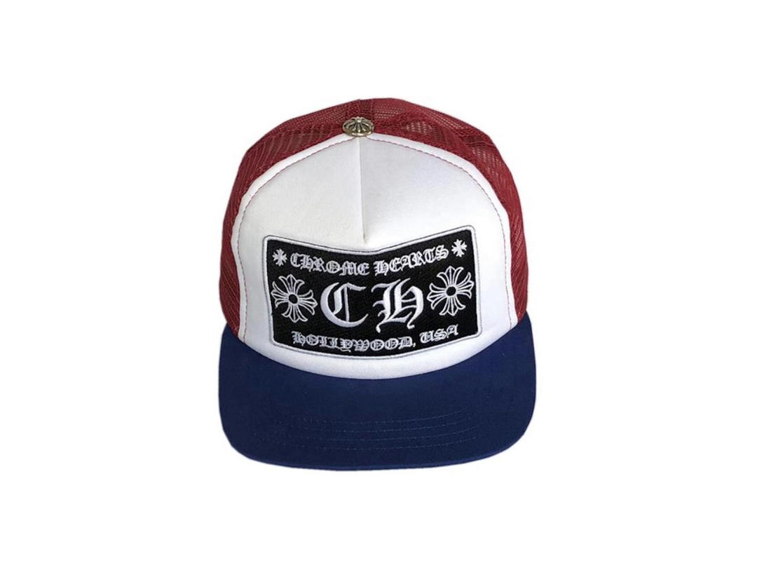 Chrome Hearts Chrome Hearts CH Hollywood Trucker Hat Red-White-Blue
