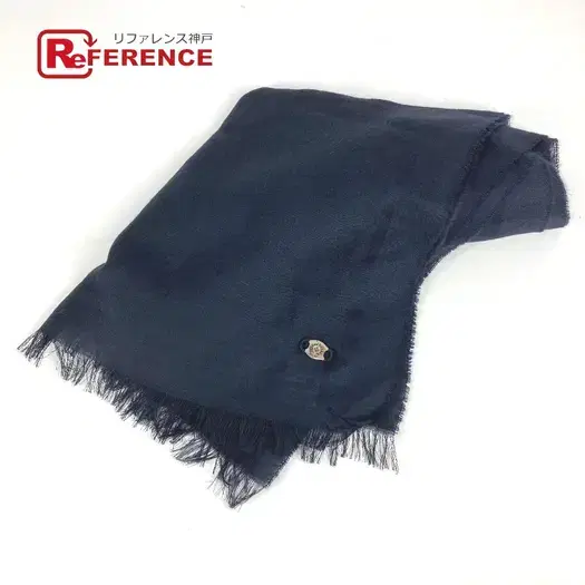 Buy CHROME HEARTS CHPlus Large Stole/Shawl Scarf with Fringe Cashmere Navy at Sasom – Authentic and Ready to Ship