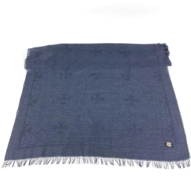 Chrome Hearts CHROME HEARTS CHPlus Large Stole/Shawl Scarf with Fringe Cashmere Navy - view 4