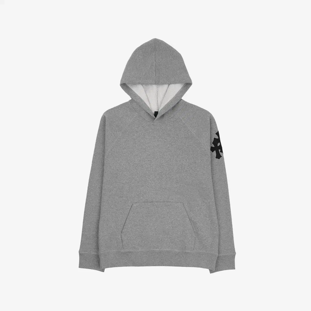 Chrome Hearts Chrome Hearts Cross Leather Patch Hoodie Grey