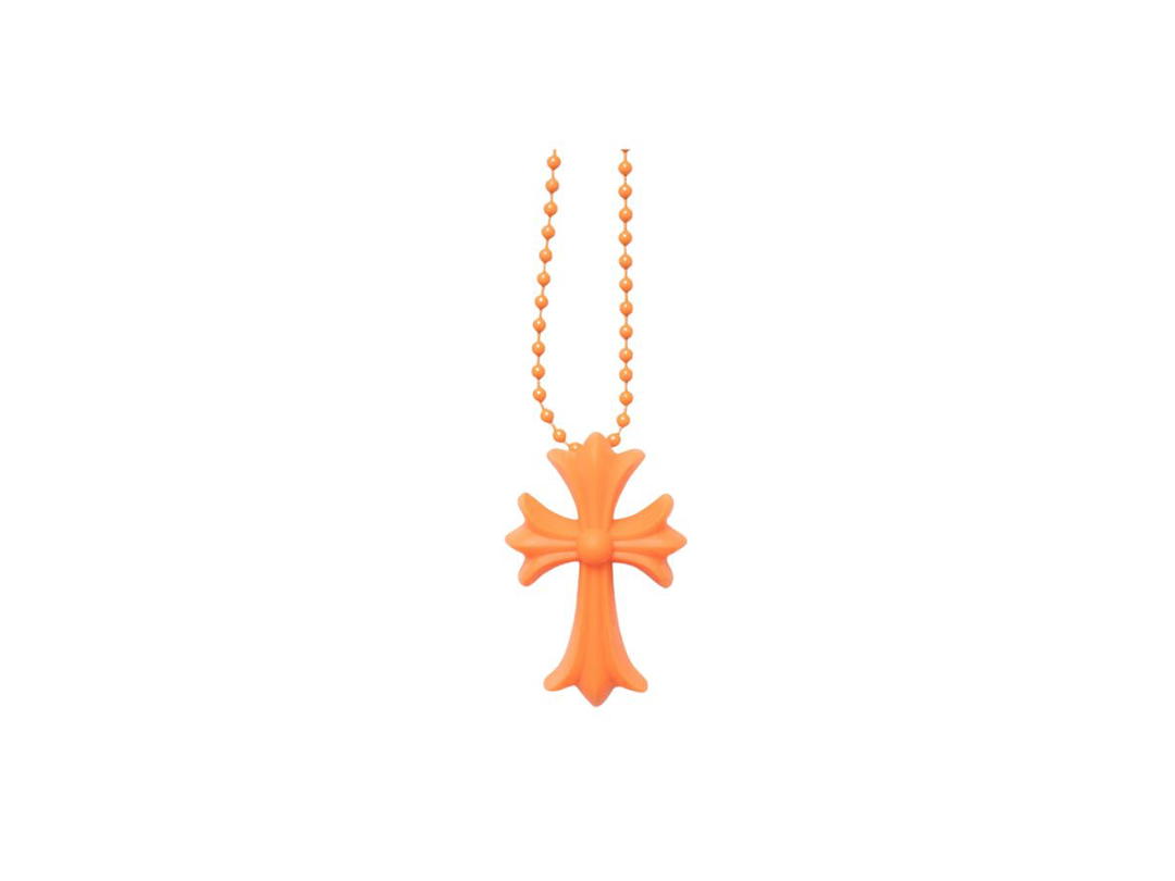 Chrome Hearts Chrome Hearts Cross Necklace In Silicone Orange